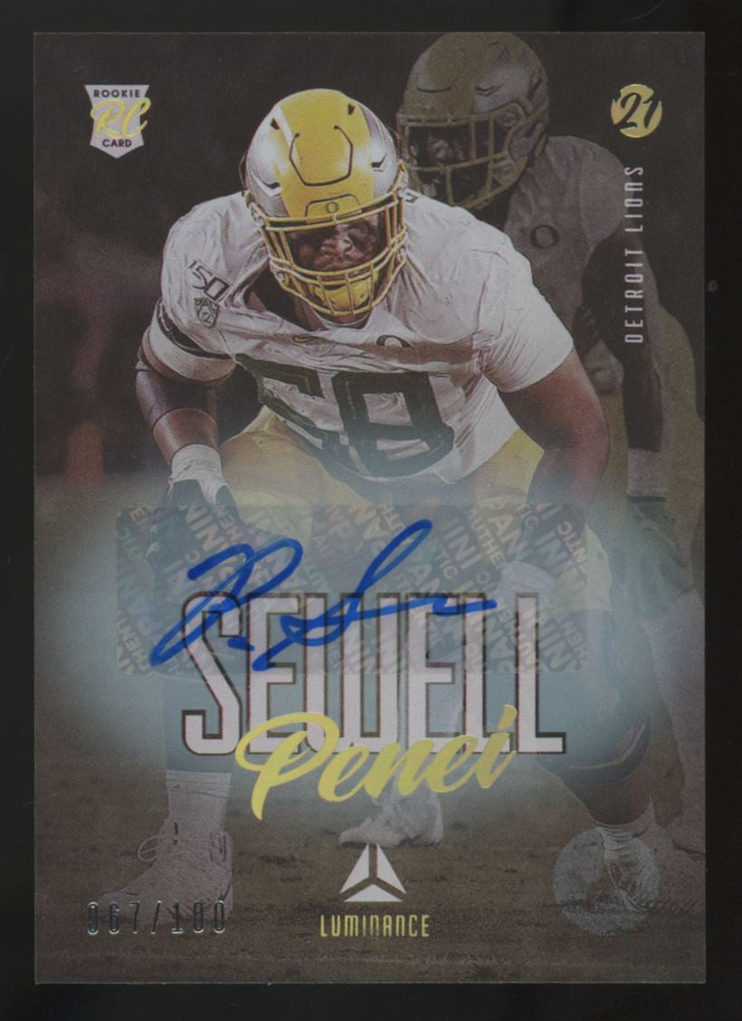 2021 Panini Luminance Penei Sewell RC Gold Auto /100 #131