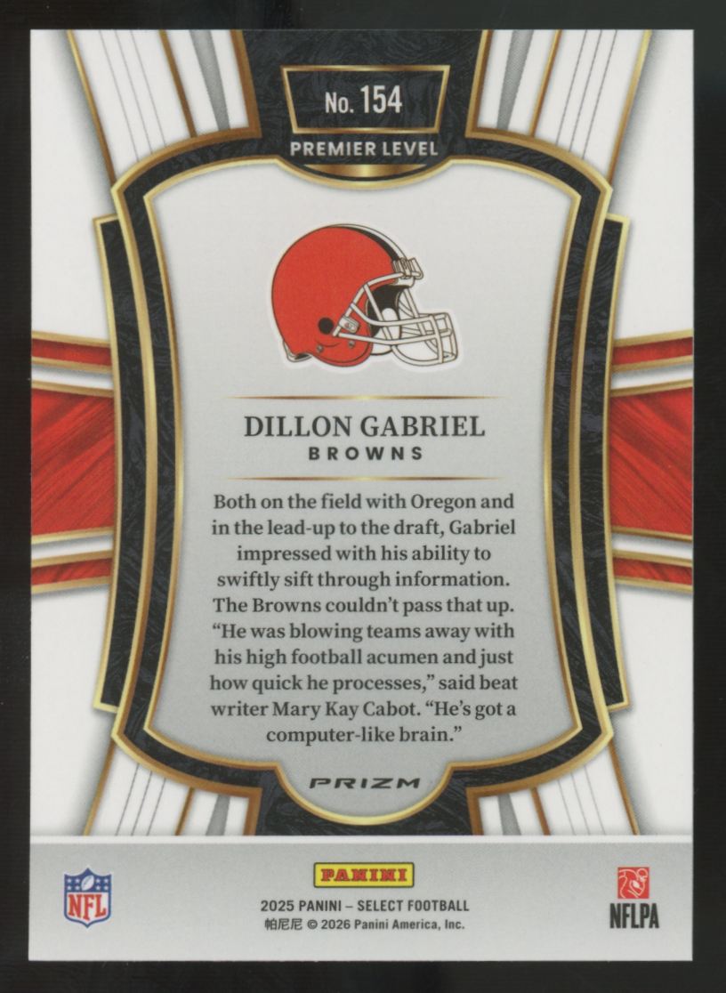 2025 Panini Select Dillon Gabriel RC Premier Level Silver #154