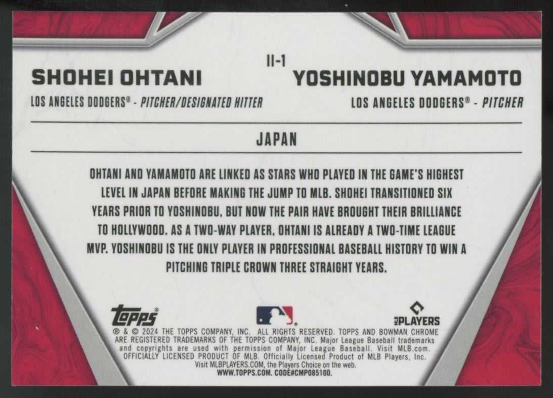2024 Bowman Chrome Ohtani/Yamamoto International Impact #II-1 "B"