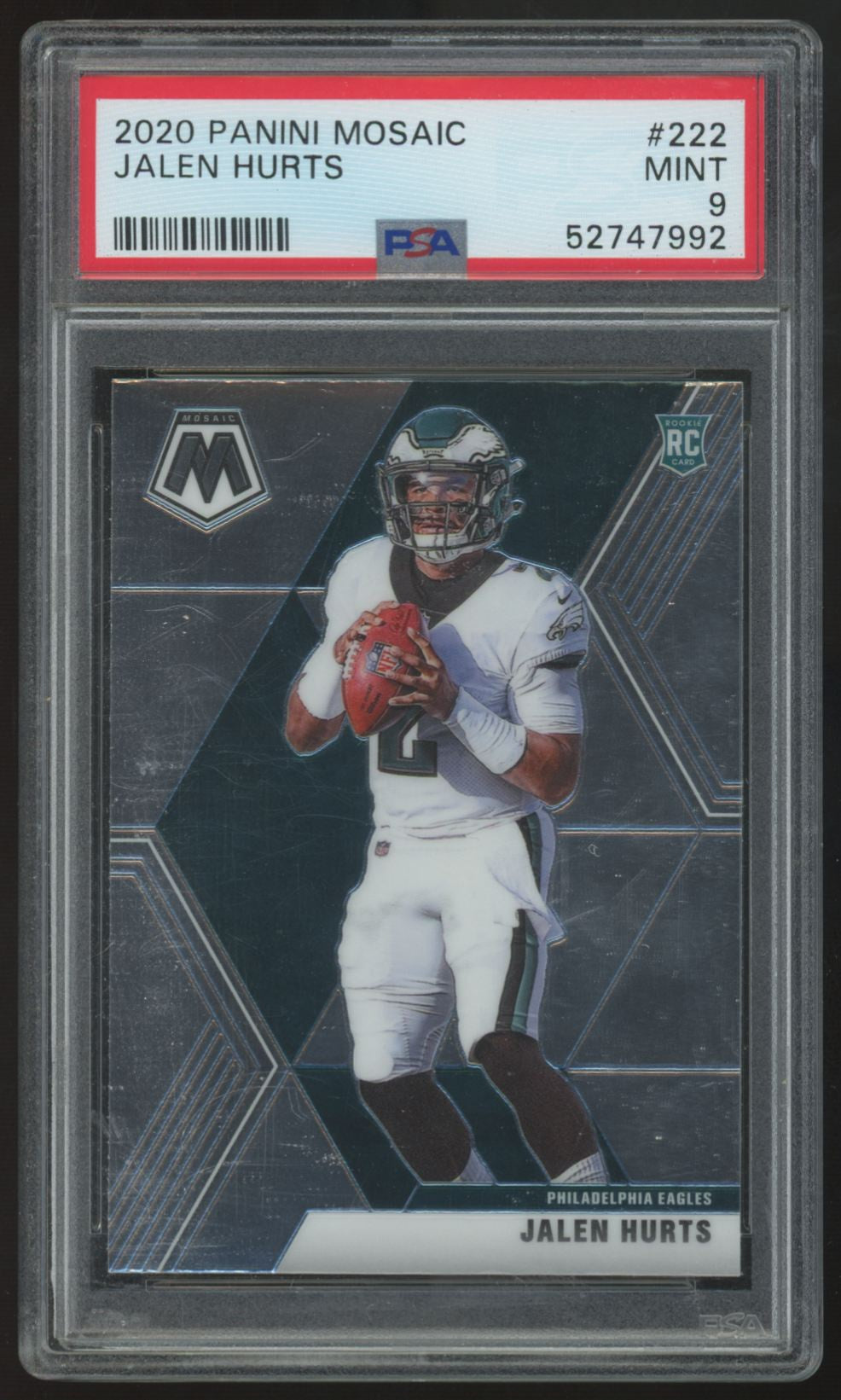 2020 Panini Mosaic Jalen Hurts RC #222 PSA 9