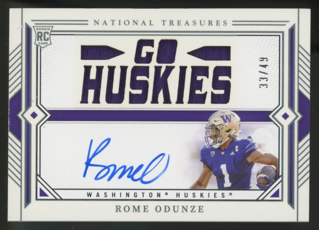 2024 National Treasures Collegiate Rome Odunze RC Team Slogan Patch Auto RPA /49