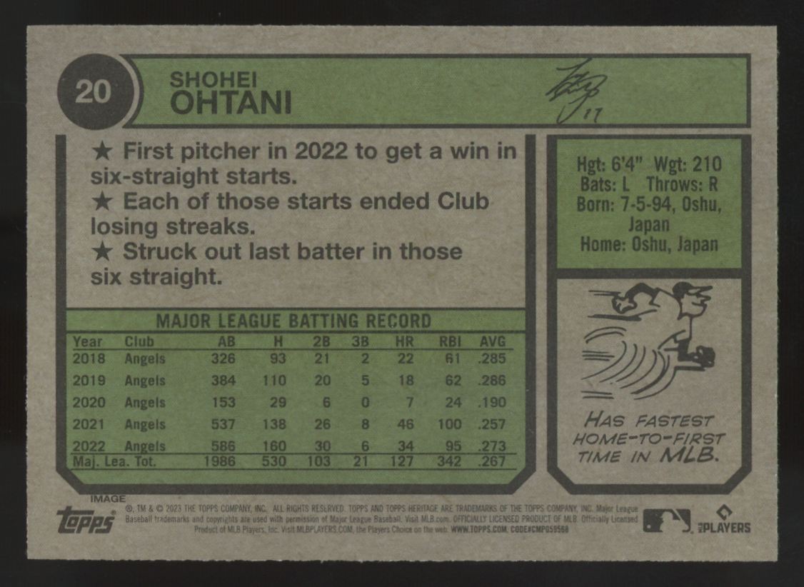 2023 Topps Heritage Shohei Ohtani Image Variation #20