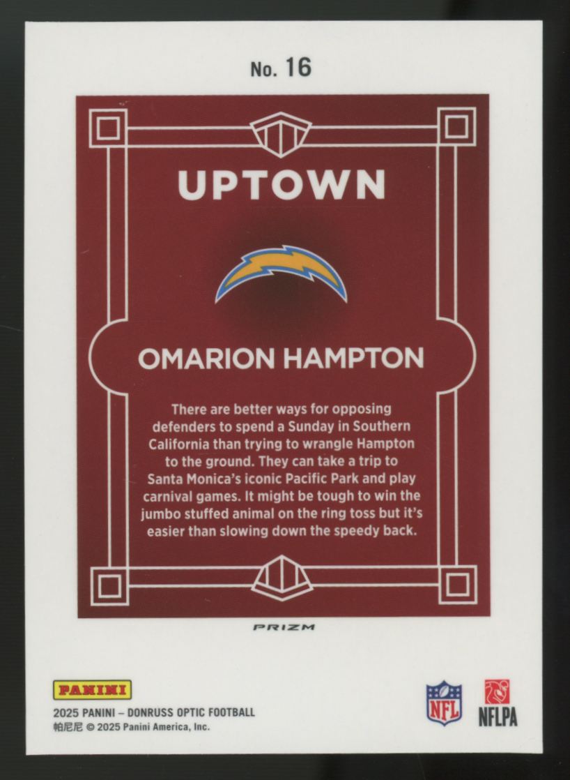 2025 Panini Donruss Optic Omarion Hampton RC Uptown SSP #16