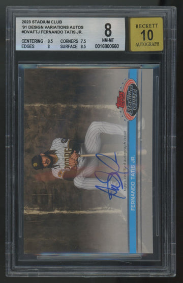 2023 Stadium Club Fernando Tatis Jr. '91 Design Variation Auto /25 BGS 8 10