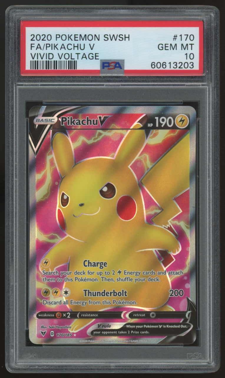 2020 Pokemon Pikachu V Vivid Voltage Full Art #170 PSA 10 (B)