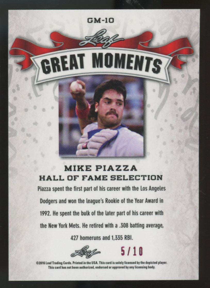 2016 Leaf Great Moments Mike Piazza Hall Of Fame Selection Pink /10 #GM-10