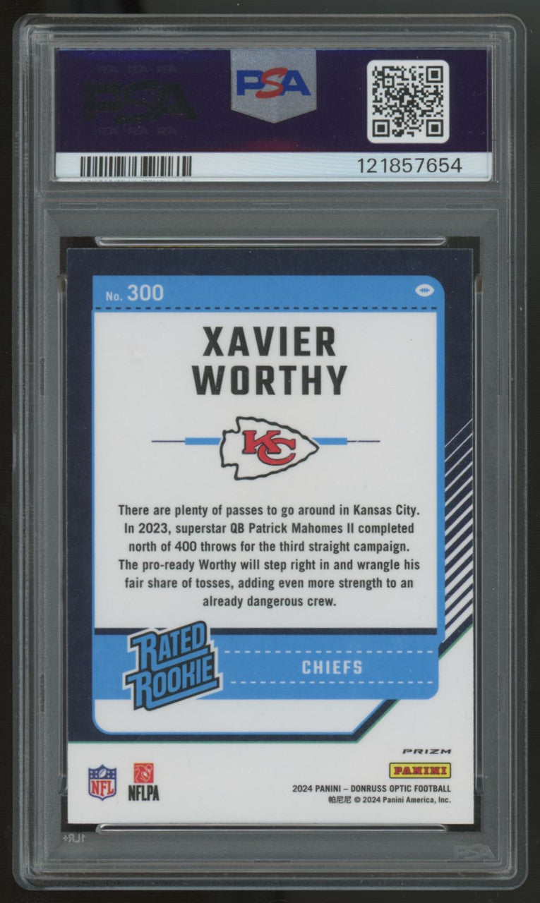 2024 Donruss Optic Xavier Worthy RC Rated Rookie Purple Scope #300 PSA 10