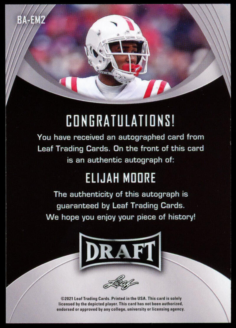 2021 Leaf Draft Elijah Moore RC Auto #BA-EM2