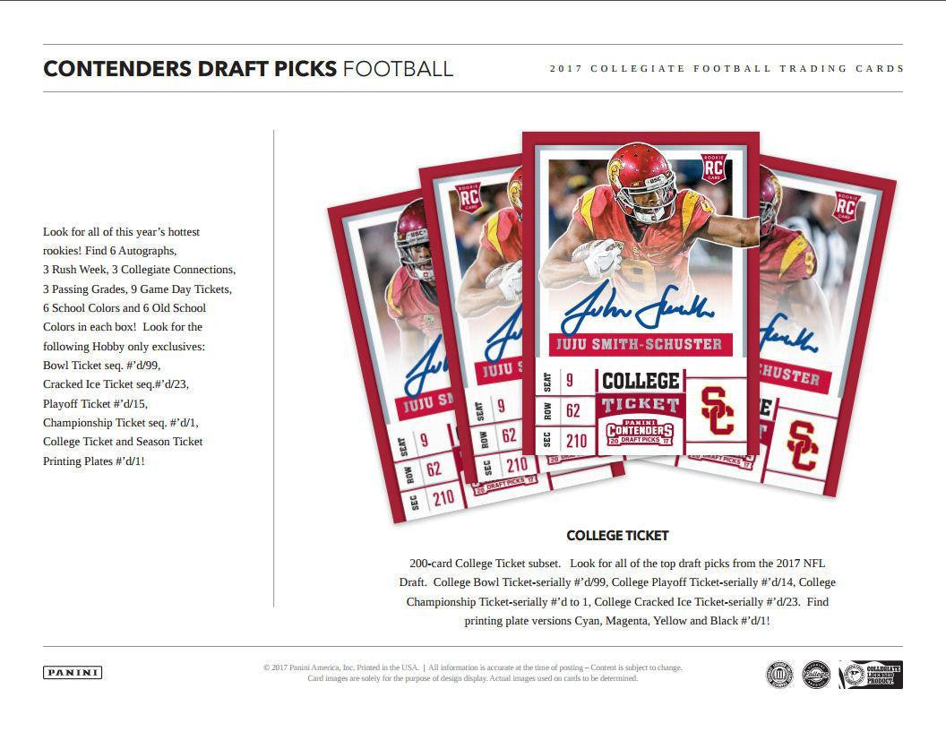 2017 Panini Contenders Draft Football Hobby Box