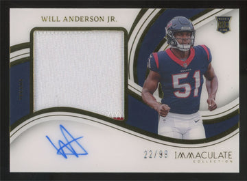 2023 Immaculate Collection Will Anderson Jr. RC Patch Auto RPA /99 #PP-WAJ
