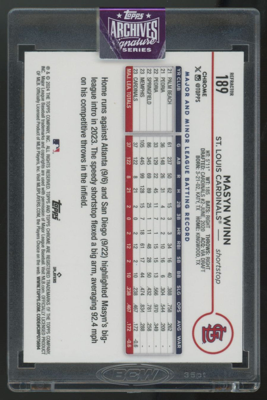 2025 Topps Archives Signature Series Masyn Winn RC Auto 1/1 #189