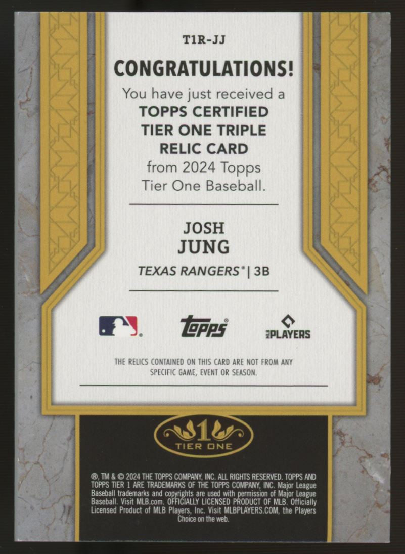 2024 Tier One Josh Jung Triple Jersey Patch /49 #T1R-JJ