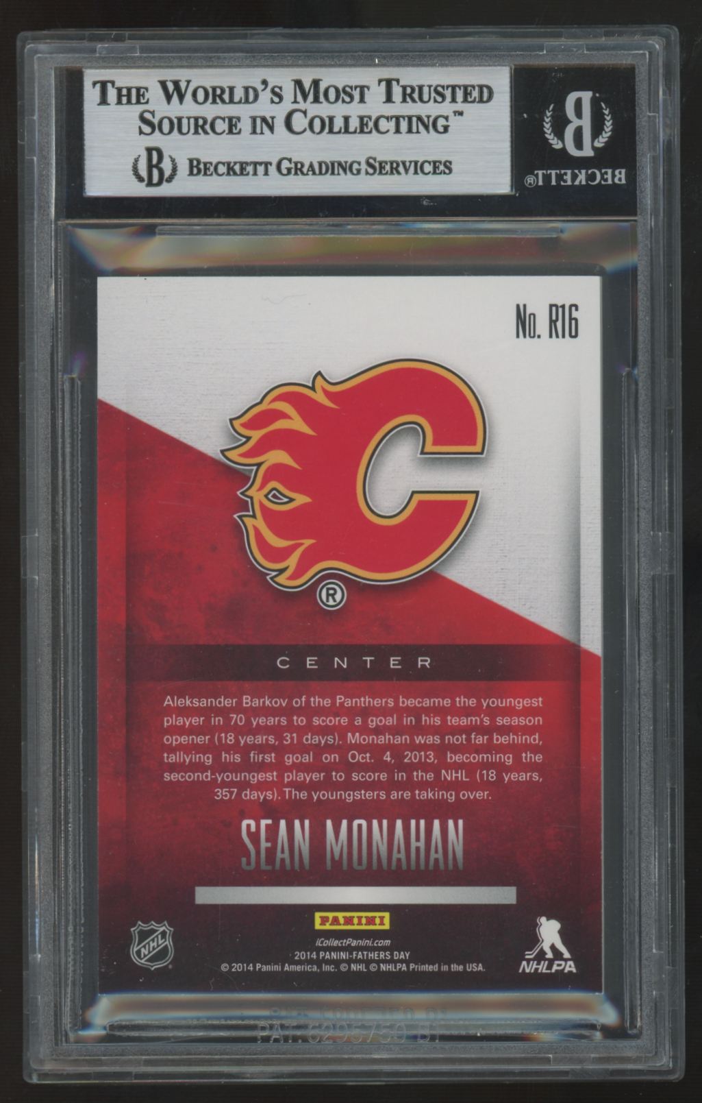2014 Panini Father's Day Sean Monahan RC Thick Stock #R16 BGS 9