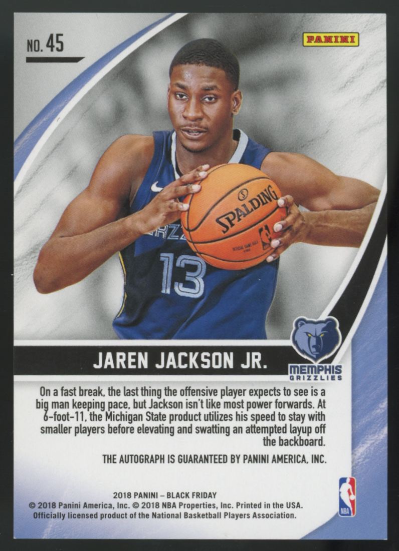 2018 Panini Black Friday Jaren Jackson Jr. RC Auto #45