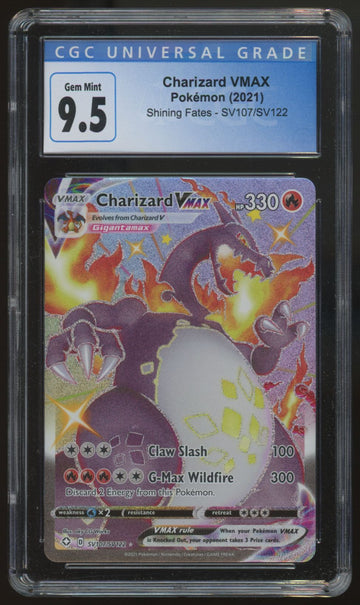 2021 Pokemon Charizard VMAX Shining Fates Full Art #SV107 CGC 9.5