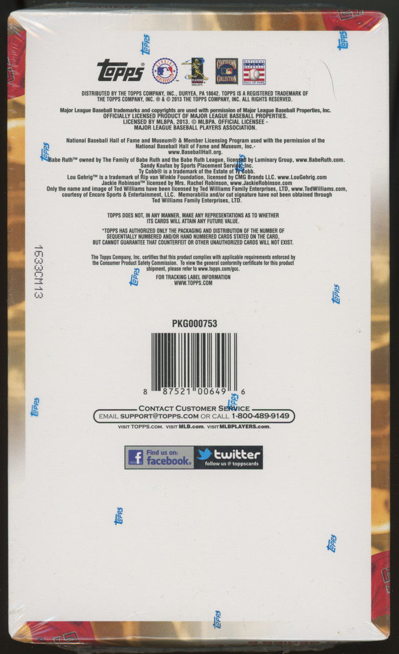 2013 Topps Baseball Series 2 Hobby Box Factory Sealed
