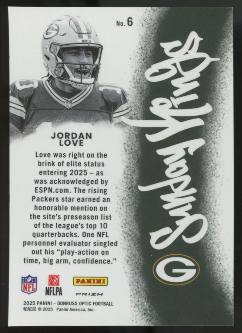 2025 Panini Donruss Optic Jordan Love Sunday Kings SSP #6