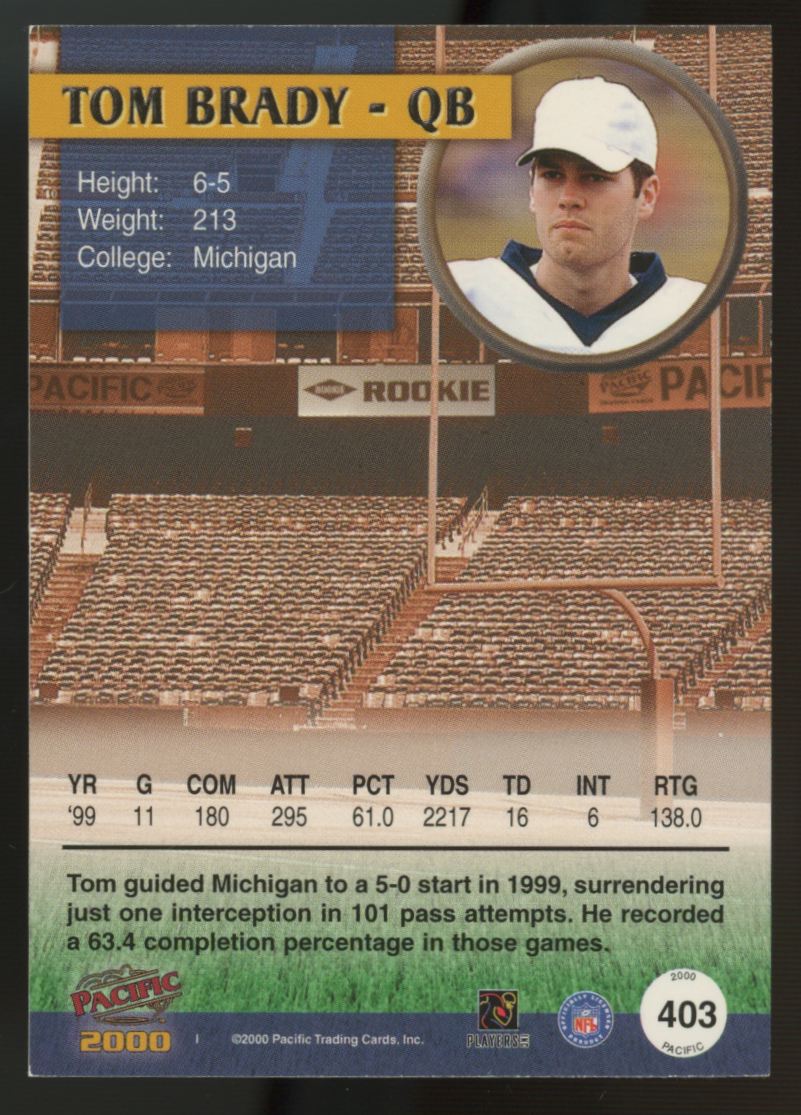2000 Pacific Tom Brady RC #403 "C"