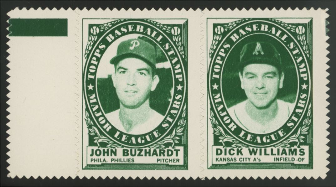 1961 Topps John Buzhardt / Dick Williams Stamp Panel EX/MT