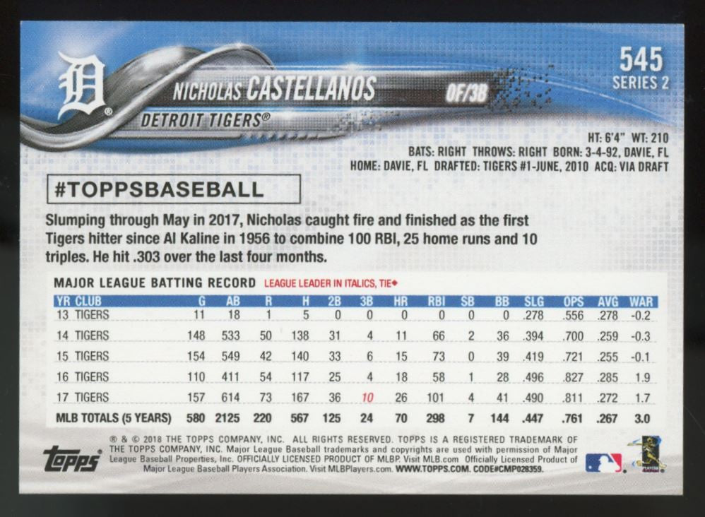2018 Topps Mini Nick Castellanos Pink /25 #545