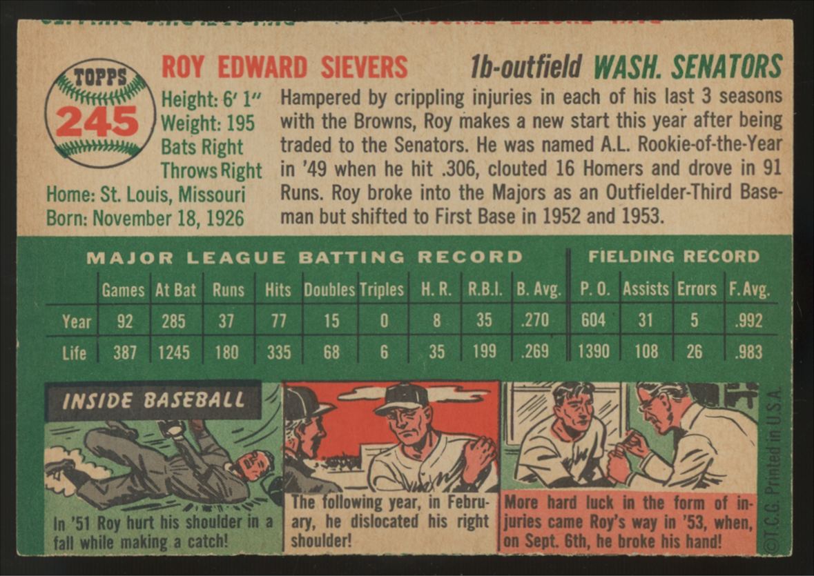 1954 Topps Roy Sievers #245 NM (MC)