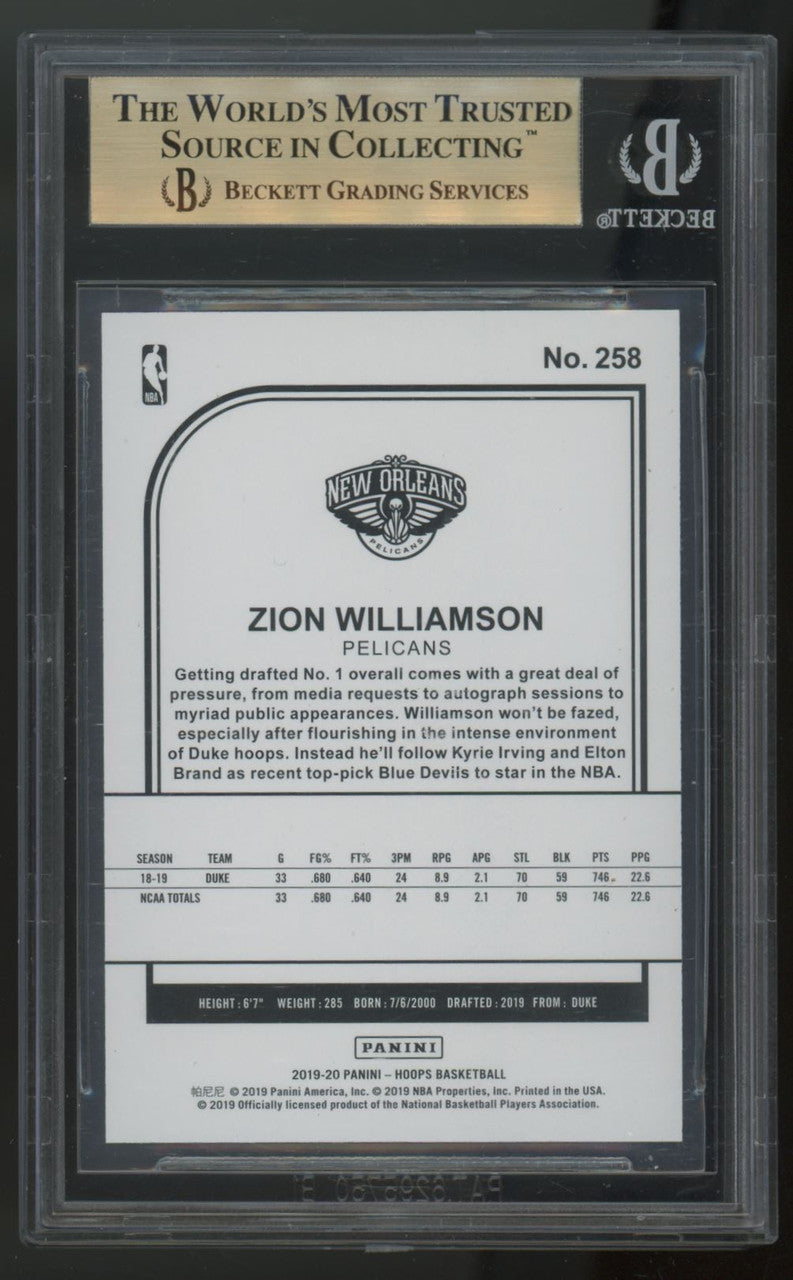 2019-20 Hoops Zion Williamson RC #258 BGS 9.5