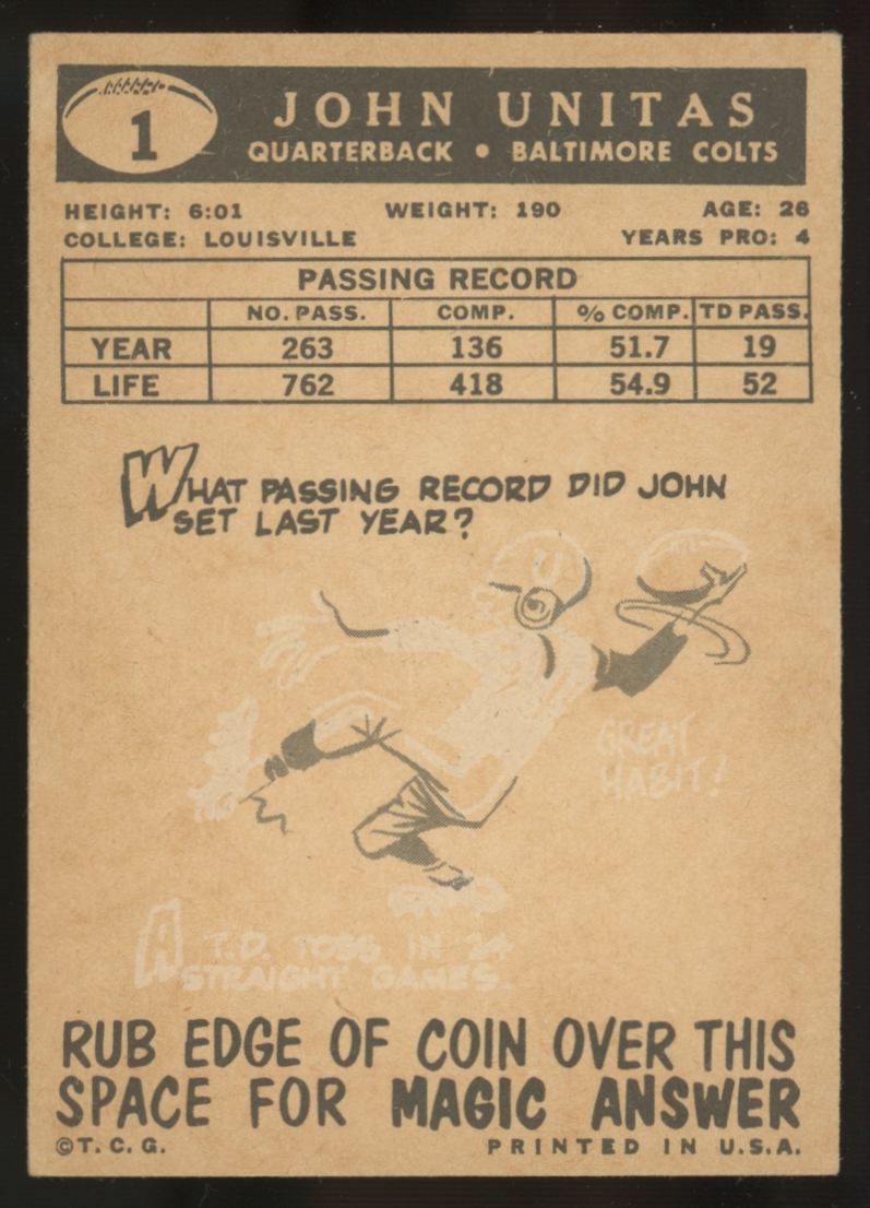 1959 Topps Johnny Unitas #1 VG-EX