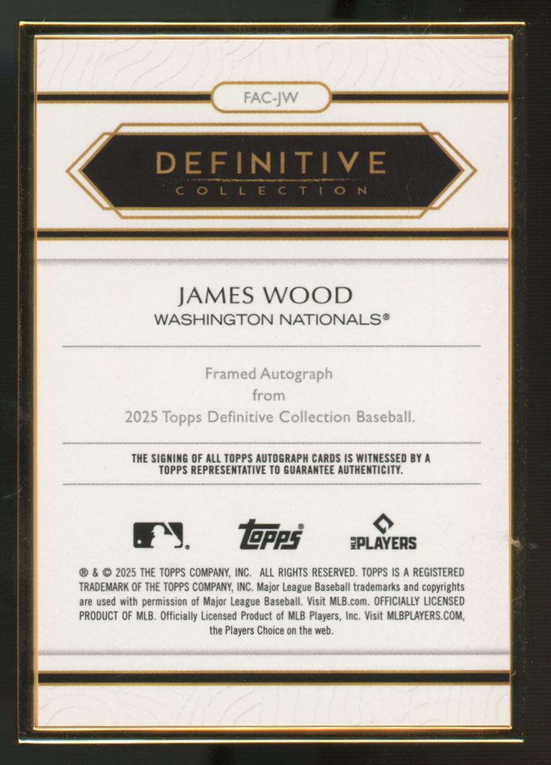 2025 Topps Definitive Collection James Wood RC Framed Auto /25 #FAC-JW
