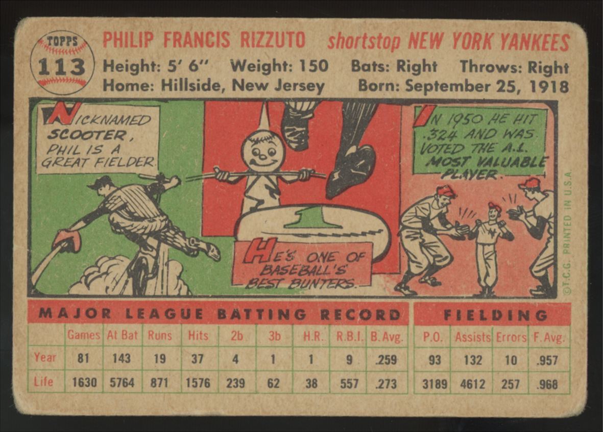1956 Topps Phil Rizzuto #113 Poor