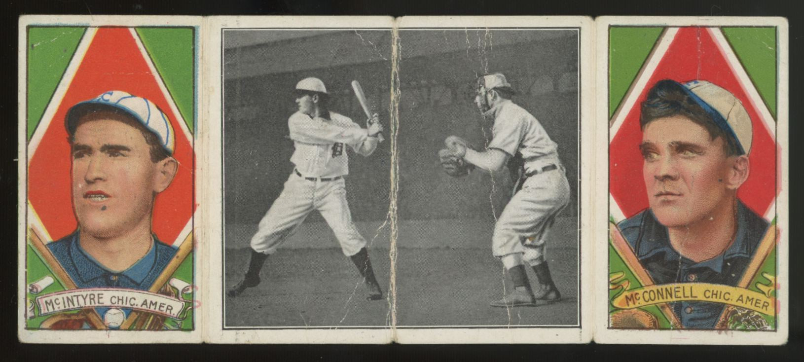 1912 T202 Hassan Triple Folder Amby McConnell Matty McIntyre Poor