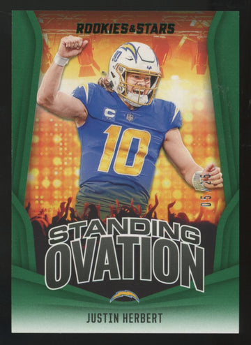 2023 Rookies & Stars Justin Herbert Green Standing Ovation /25 #SO-14