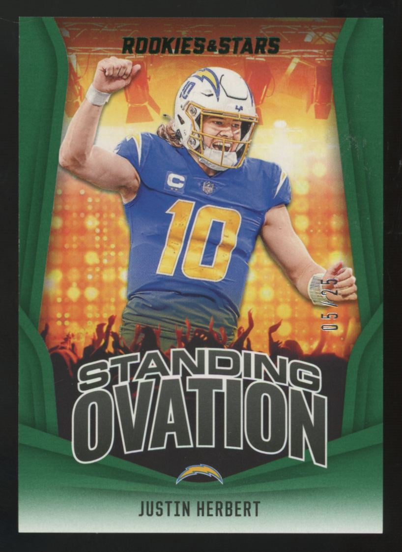 2023 Rookies & Stars Justin Herbert Green Standing Ovation /25 #SO-14