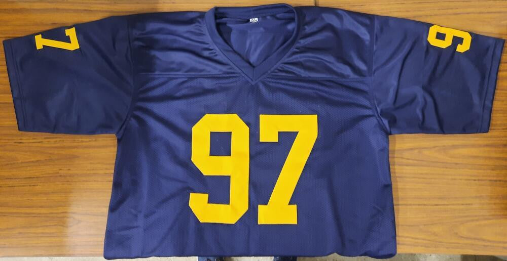 Aidan Hutchinson Signed Autographed Jersey XL Blue UM BAS