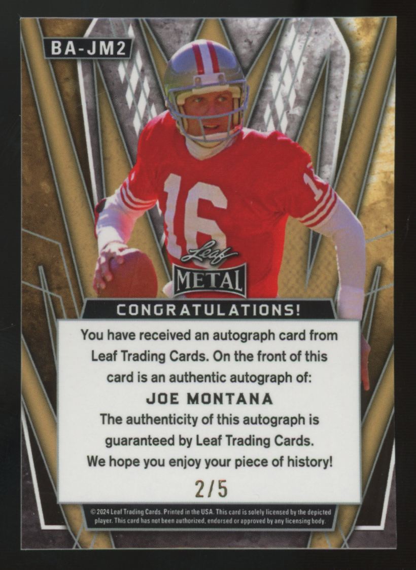 2024 Leaf Metal Joe Montana Green Auto /5 #BA-JM2
