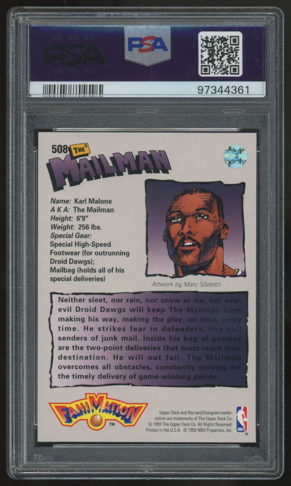 1992-93 Upper Deck Karl Malone Fanimation #508 PSA 10