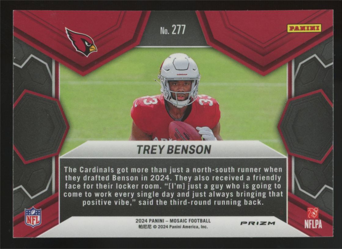 2024 Panini Mosaic Trey Benson RC Debut Honeycomb SSP #277