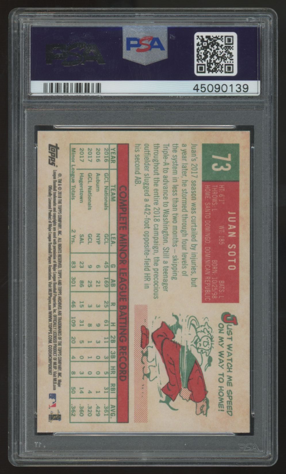 2018 Topps Archives Juan Soto RC #73 PSA 10