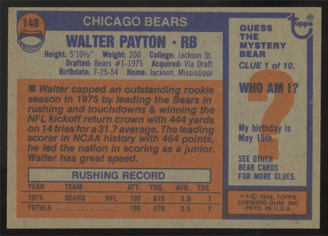 1976 Topps Walter Payton RC #148 EX/MT