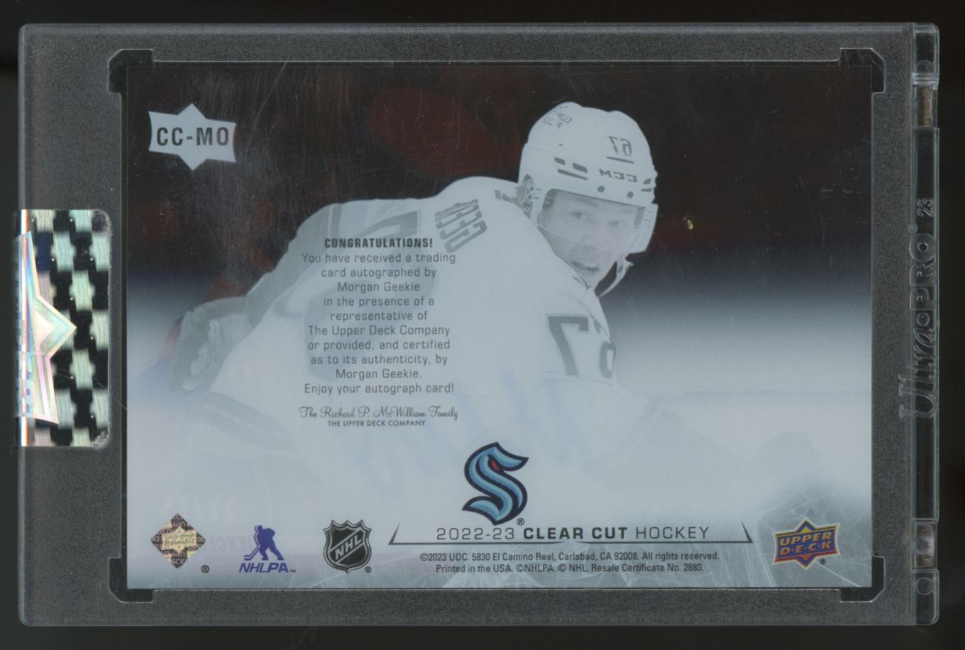 2022-23 Upper Deck Clear Cut Morgan Geekie Exclusives Auto /65 #CC-MO