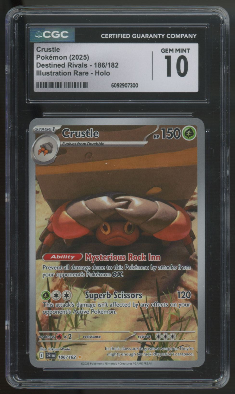 2025 Pokemon Crustle Destined Rivals Illustration Rare #186 CGC 10