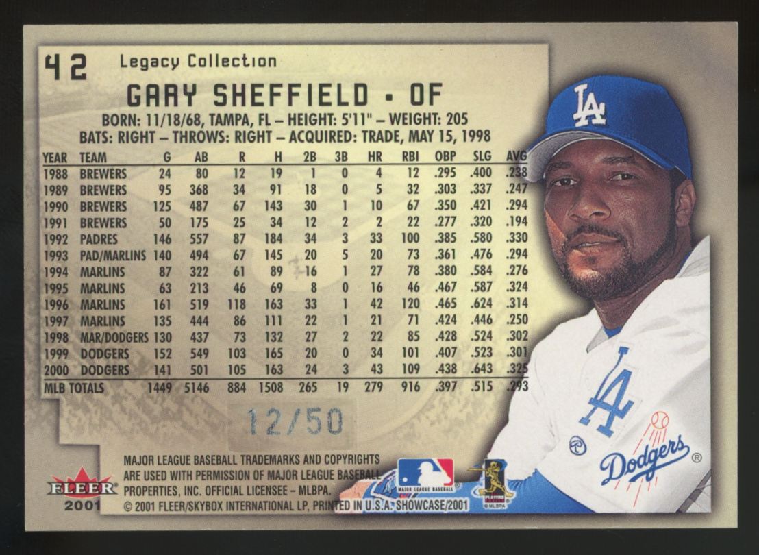 2001 Fleer Showcase Gary Sheffield Legacy Collection /50 #42