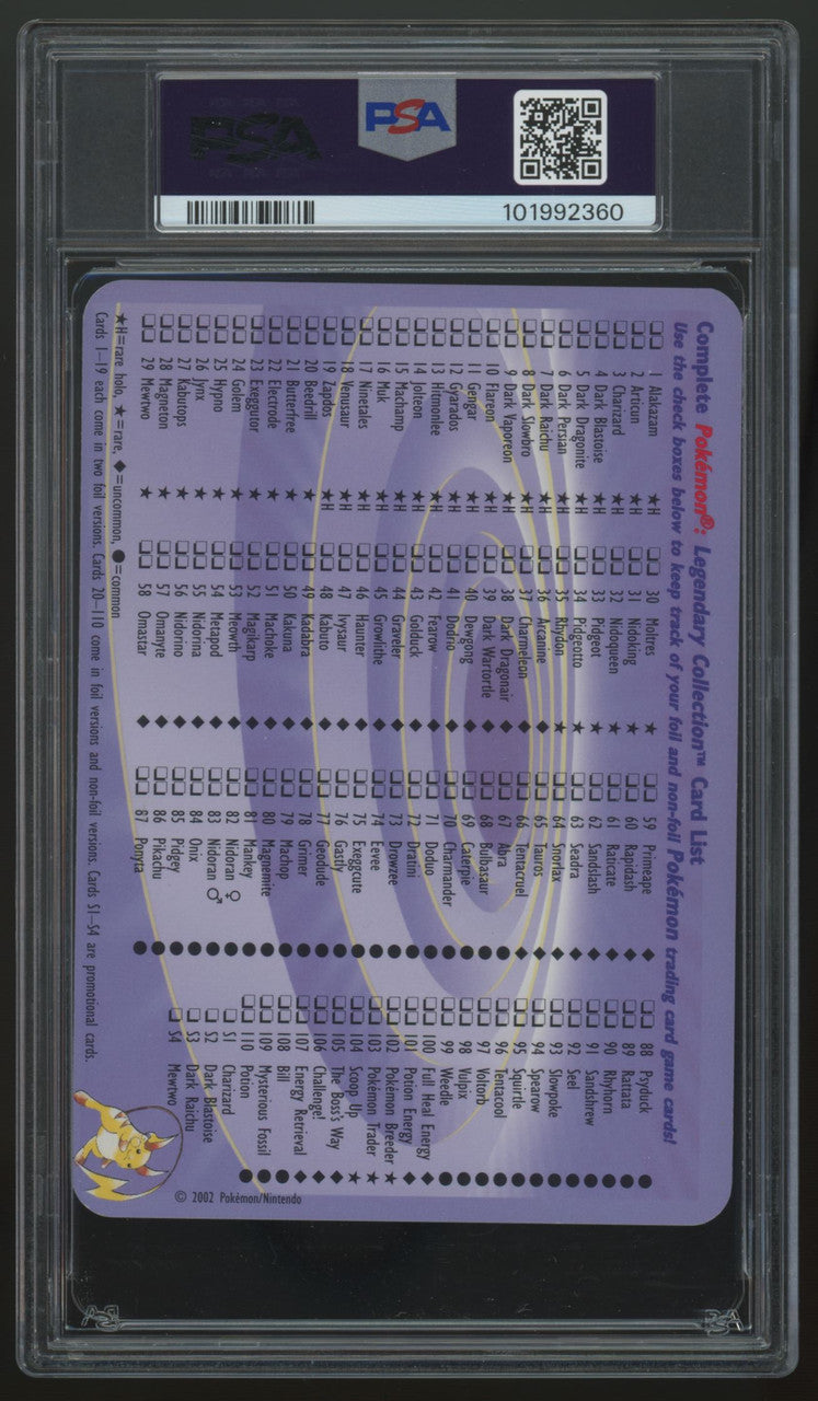 2002 Pokemon Dark Blastoise Legendary Collection Box Topper #S2 PSA 6