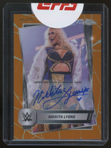 2025 Topps Chrome WWE Nikkita Lyons Orange Refractor Auto /25 #171