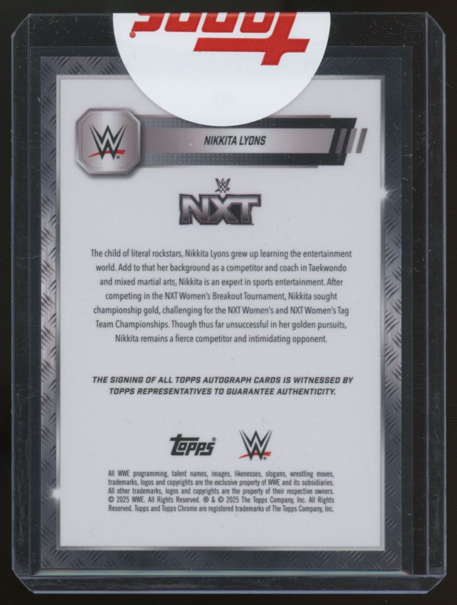 2025 Topps Chrome WWE Nikkita Lyons Orange Refractor Auto /25 #171