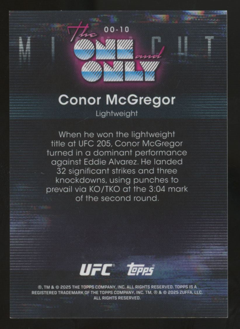 2025 Topps Midnight UFC Conor McGregor The One & Only Dusk /75 #OO-10