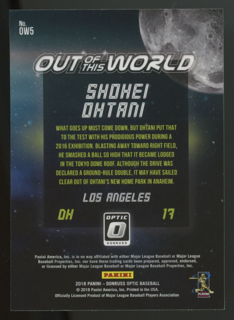 2018 Donruss Optic Out Of This World Set (15) w/ Variations Ohtani