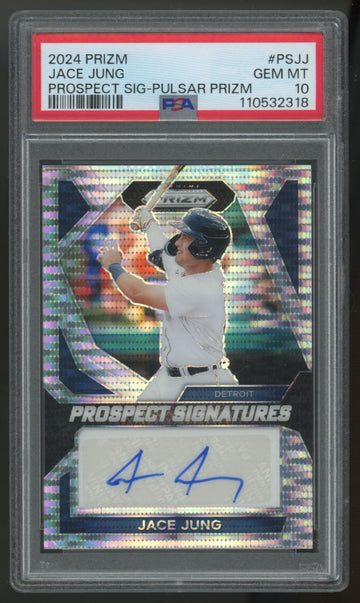 2024 Panini Prizm Jace Jung Prospect Signatures Pulsar Auto /199 #PS-JJ PSA 10
