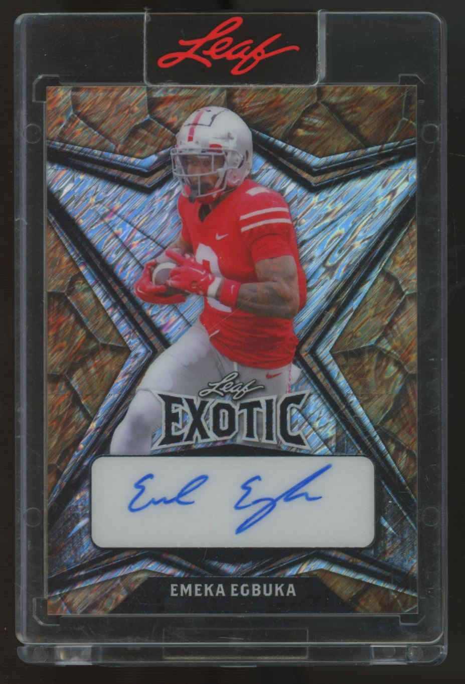 2022 Leaf Exotic Emeka Egbuka Diagonal Shimmer Turtle Auto /5 #BA-EE1