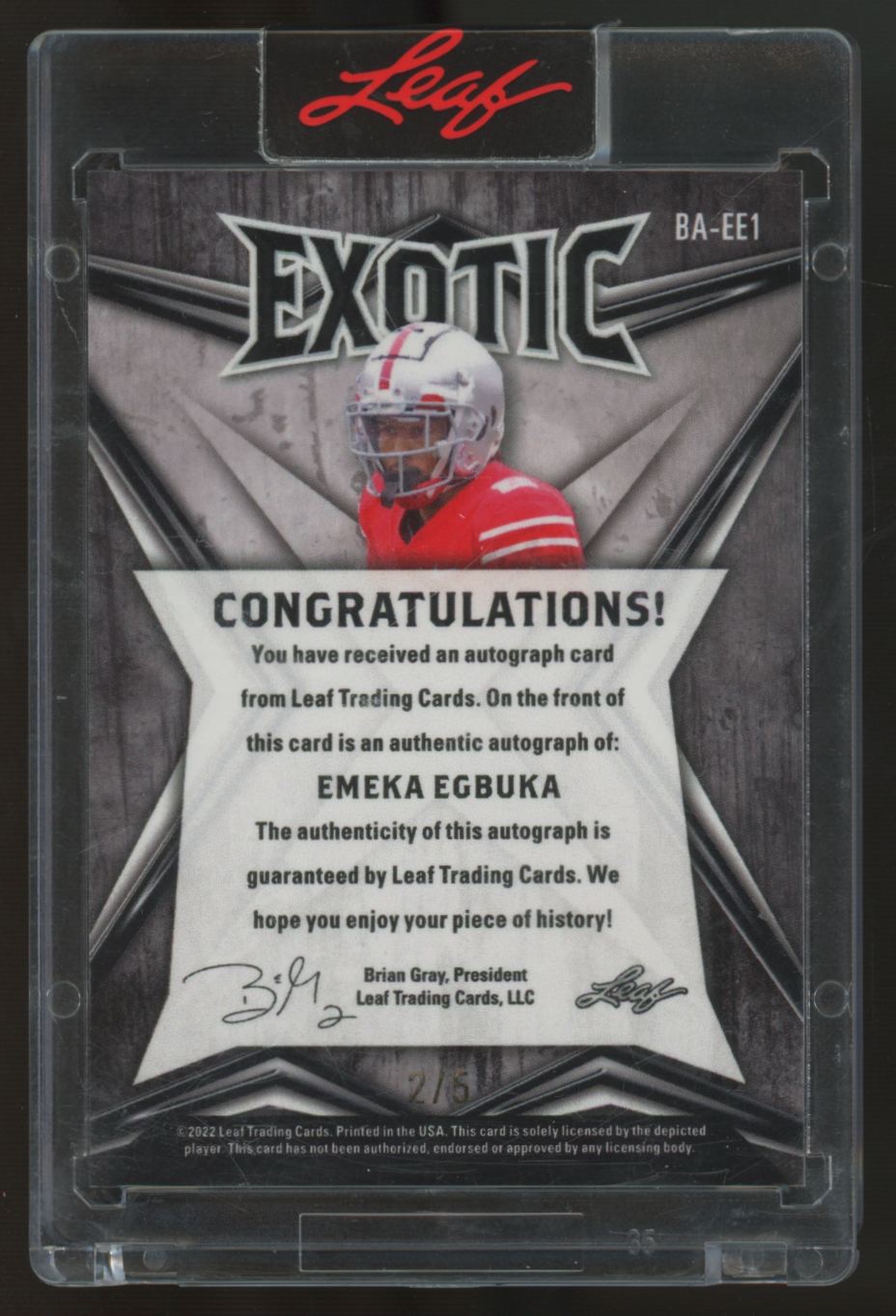 2022 Leaf Exotic Emeka Egbuka Diagonal Shimmer Turtle Auto /5 #BA-EE1