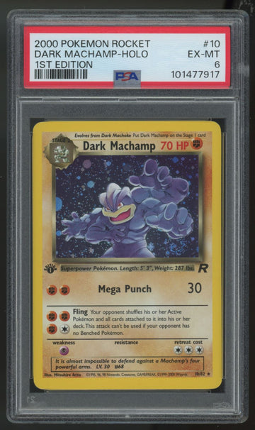 2000 Pokemon Dark Machamp Team Rocket 1st Edition Holo #10 PSA 6